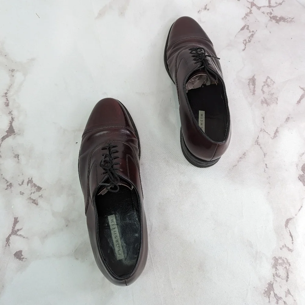 Florsheim Shoes Men 10.5 D Wing Tip Oxford Dress Lace Up Ox Red